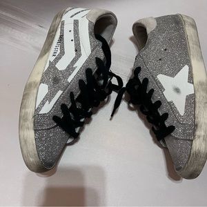 Golden goose super star silver glitter low top sneaker